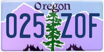 OR license plate 025ZOF