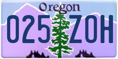 OR license plate 025ZOH
