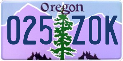 OR license plate 025ZOK