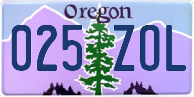 OR license plate 025ZOL