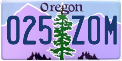 OR license plate 025ZOM