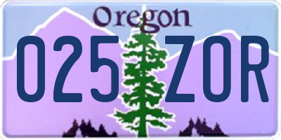OR license plate 025ZOR