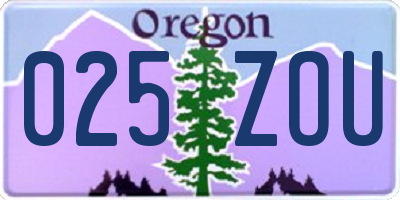 OR license plate 025ZOU