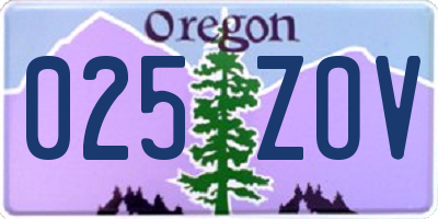 OR license plate 025ZOV