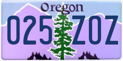 OR license plate 025ZOZ