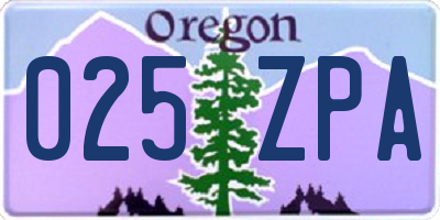 OR license plate 025ZPA
