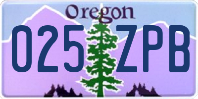 OR license plate 025ZPB