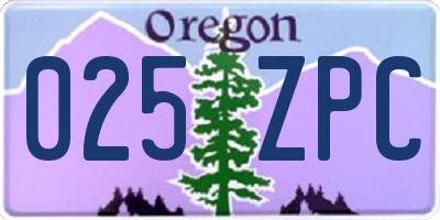 OR license plate 025ZPC