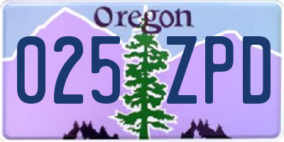 OR license plate 025ZPD