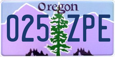 OR license plate 025ZPE