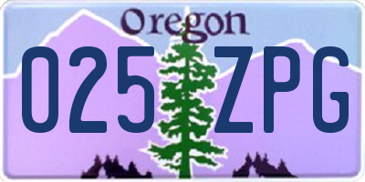 OR license plate 025ZPG