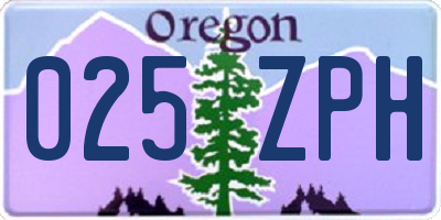 OR license plate 025ZPH