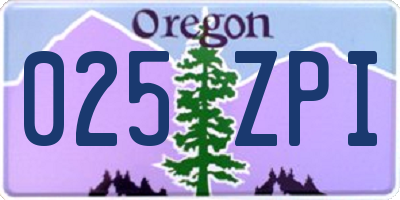 OR license plate 025ZPI