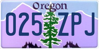 OR license plate 025ZPJ