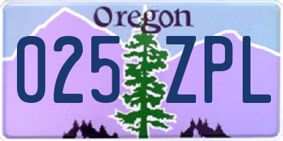 OR license plate 025ZPL