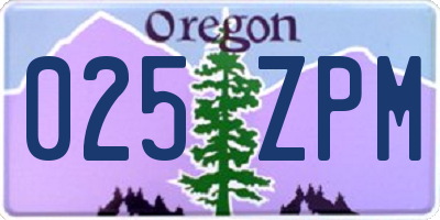 OR license plate 025ZPM
