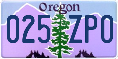 OR license plate 025ZPO