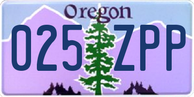 OR license plate 025ZPP