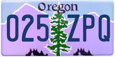 OR license plate 025ZPQ
