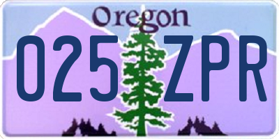 OR license plate 025ZPR