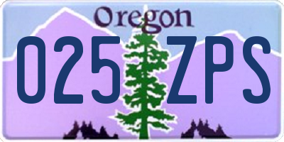 OR license plate 025ZPS