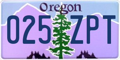OR license plate 025ZPT