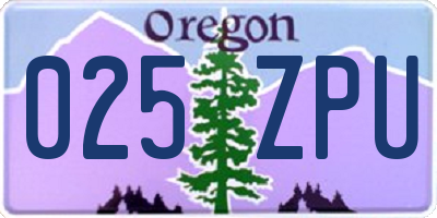 OR license plate 025ZPU