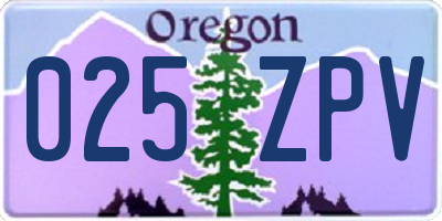 OR license plate 025ZPV