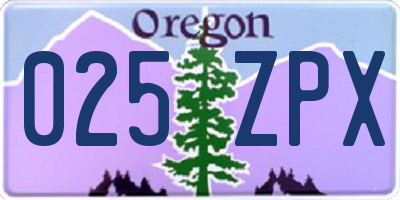 OR license plate 025ZPX