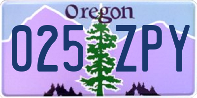 OR license plate 025ZPY