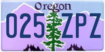OR license plate 025ZPZ