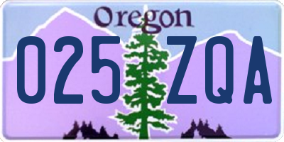 OR license plate 025ZQA