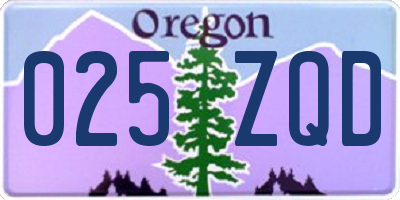 OR license plate 025ZQD