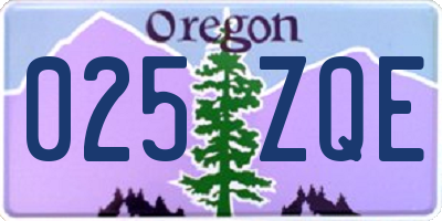 OR license plate 025ZQE