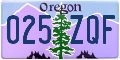OR license plate 025ZQF