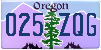 OR license plate 025ZQG