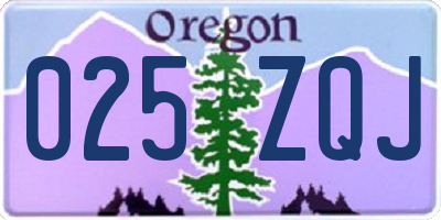 OR license plate 025ZQJ