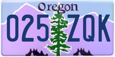 OR license plate 025ZQK