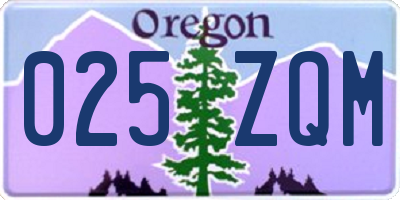 OR license plate 025ZQM