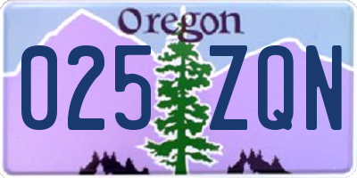 OR license plate 025ZQN