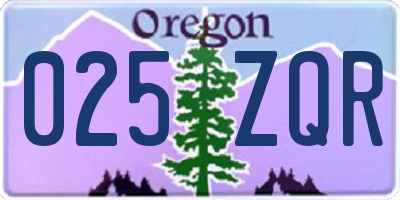 OR license plate 025ZQR