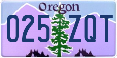 OR license plate 025ZQT