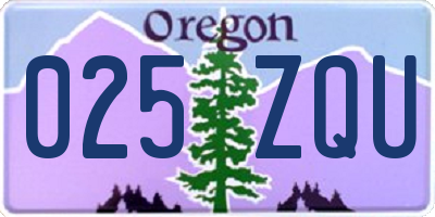OR license plate 025ZQU