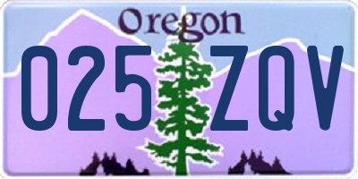 OR license plate 025ZQV