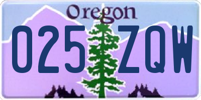 OR license plate 025ZQW