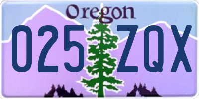 OR license plate 025ZQX