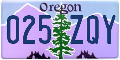 OR license plate 025ZQY