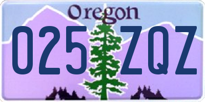 OR license plate 025ZQZ