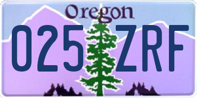 OR license plate 025ZRF