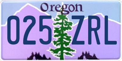 OR license plate 025ZRL